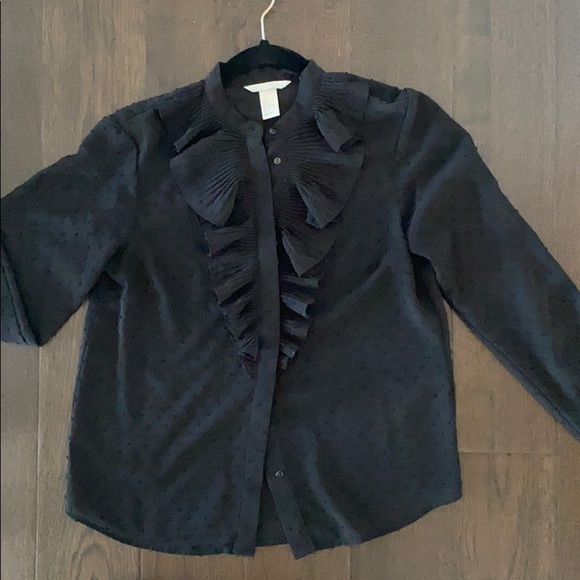 H&M Black Polka Dot Sheer Blouse W/ Ruffles🖤 - Picture 4 of 4